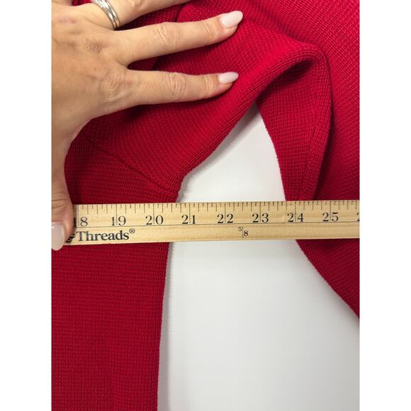 Talbots Red Zip-Front Long Cardigan Sweater Jacket XL Holidays Layering Classic - Picture 6 of 8